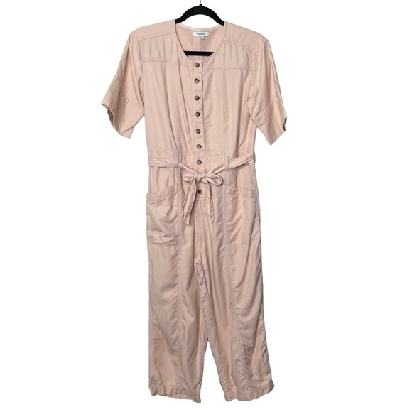 Madewell Top-Stitched Coverall Jumpsuit Bashful Blush Sz 2 - Picture 5 of 16